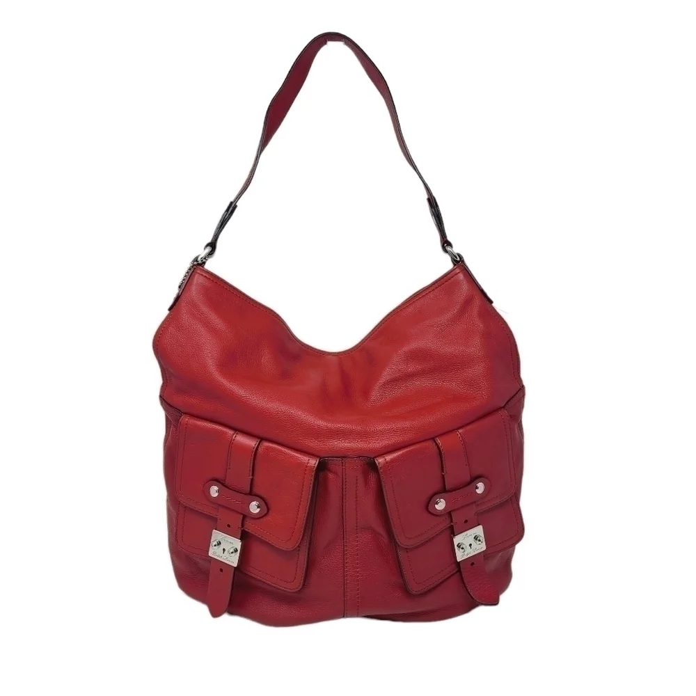 Polo Ralph Lauren | Women's Red Front Fold-Over Leather Hobo Bag (One Size)